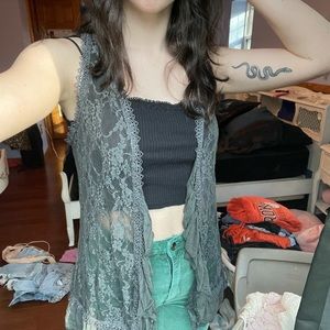 LACE TANK CARDIGAN